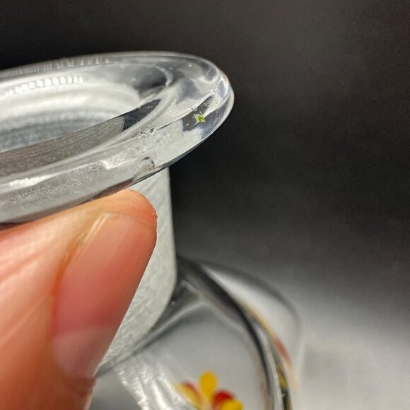 Vintage Glass Decanter Bottle Enamel Painted Floral Birds Red Yellow Blue READ - Picture 9 of 12